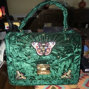 Aldo durosty green velvet purse